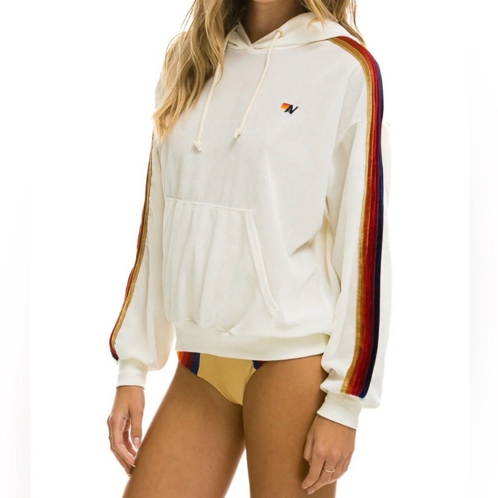 Aviator Nation White Velvet Hoodie - Picture 2 of 6